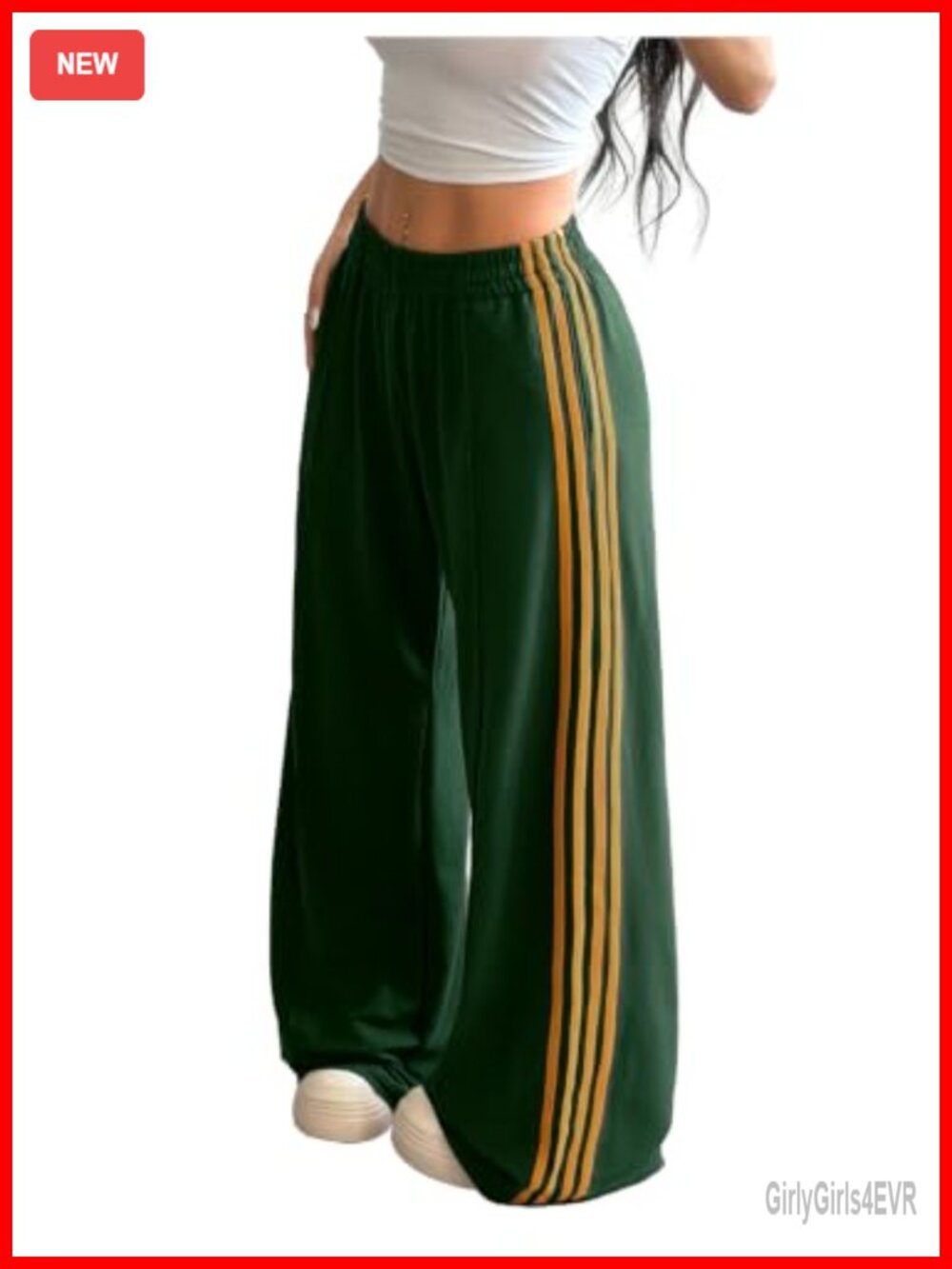 Women's Striped Baggy Sweatpants Low Rise Wide Leg Pull On Track Pants
